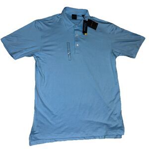 Dunning Golf Polo Men’s Large Performance Cool Max  Polar Blue